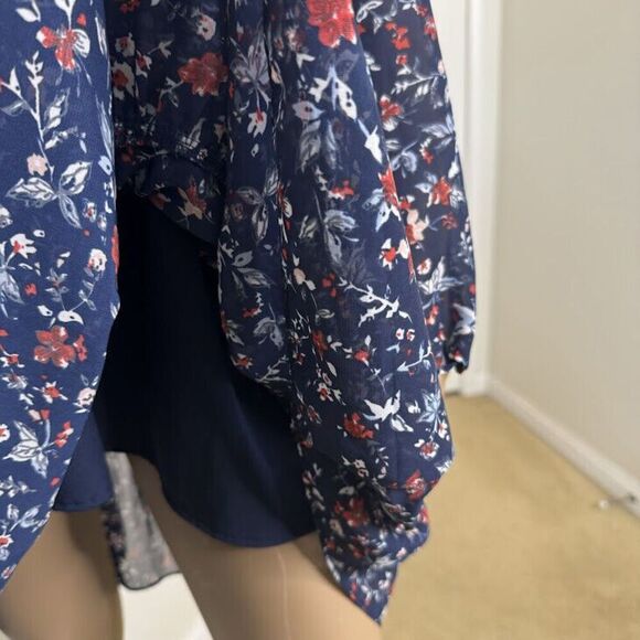 Walter Baker Dress Size 2 Blue Floral Print Diana Tiered Ruffle Layered Nautical - Picture 12 of 14